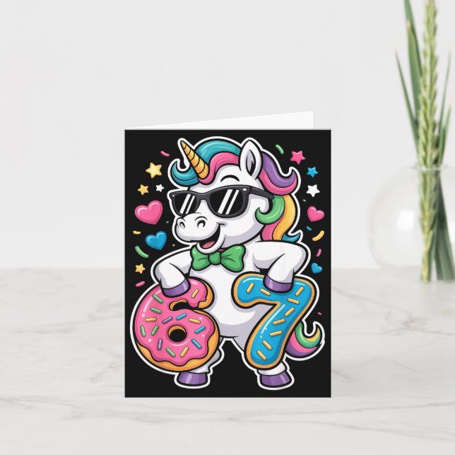 Funny Meme Unicorn Girls Kids Six Seven 6-7 Brainr Karte (Vorderseite)