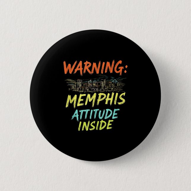 Funny Memphis Tennessee Night Skyline Vintager Tan Button (Vorderseite)