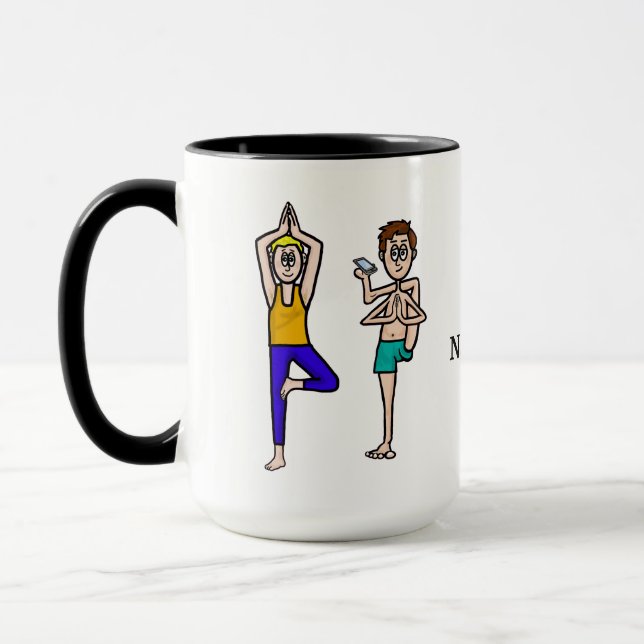 Funny Men in Yoga Positionierung Tasse (Links)