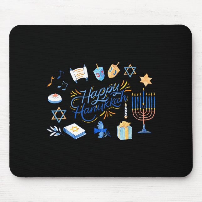 Funny Menorah Hanukkah 2025 Meowzel Chanukah Jewis Mousepad (Vorne)