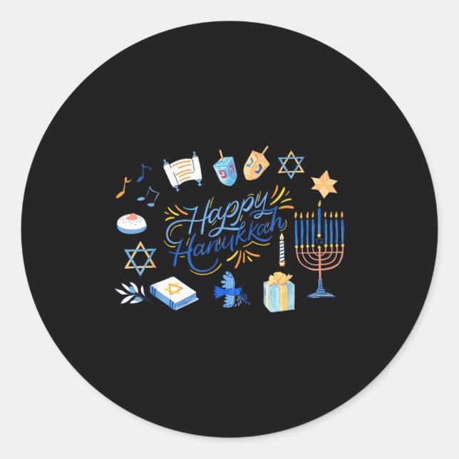 Funny Menorah Hanukkah 2025 Meowzel Chanukah Jewis Runder Aufkleber (Vorderseite)