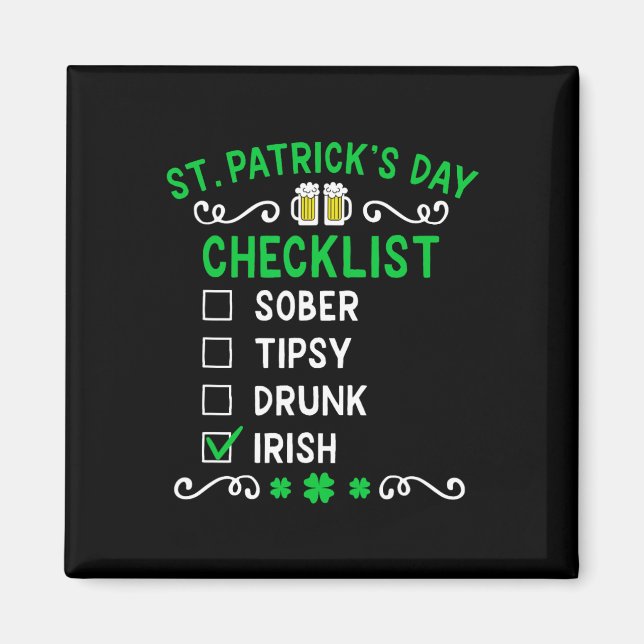 Funny Mens St Patricks Day Betrunken Magnet (Vorne)