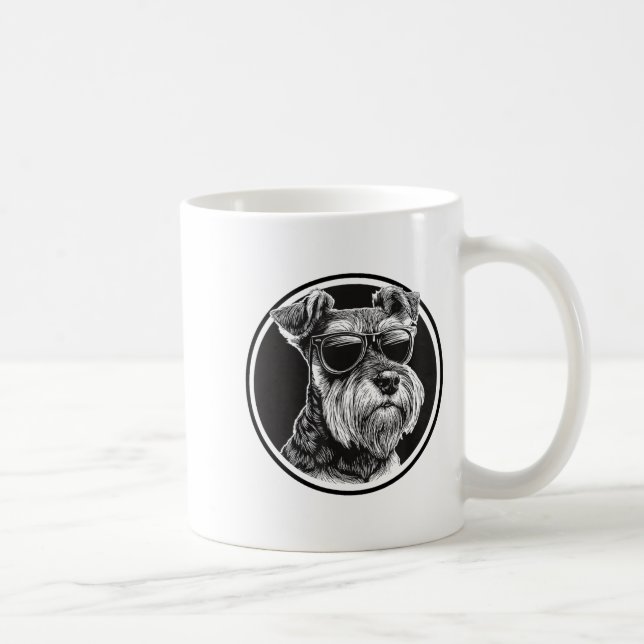 Funny Mens Womens Sungles Logo Miniature Schnauzer Kaffeetasse (Rechts)