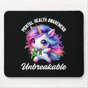 Funny Mental Health Awareness Unbreakable Unicorn Mousepad