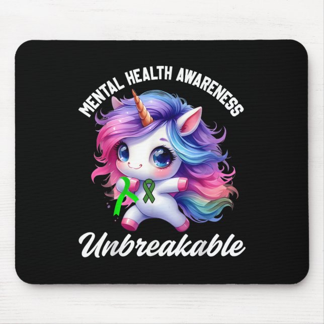 Funny Mental Health Awareness Unbreakable Unicorn Mousepad (Vorne)
