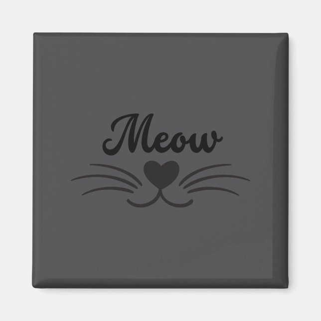 Funny Meow Kitty Cat Mustache And Whisker  Magnet (Vorne)