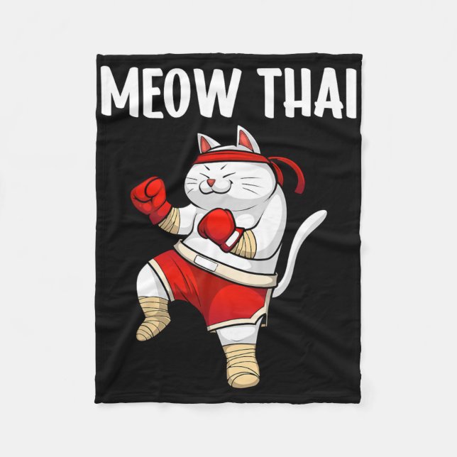 Funny Meow Thai Design Männer Frauen Muay Thai Box Fleecedecke (Vorderseite)