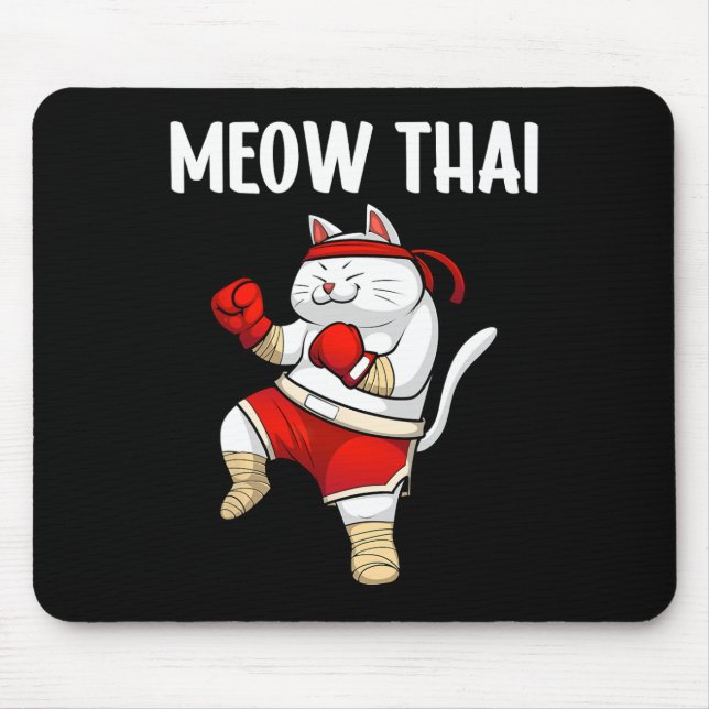 Funny Meow Thai Design Männer Frauen Muay Thai Box Mousepad (Vorne)