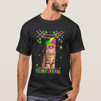 Funny Meowdi Gras Siberian Cat Mardi Gras Karnival T-Shirt