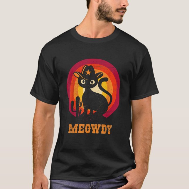 Funny Meowdy Texas Ranger Cat Meme T-Shirt (Vorderseite)