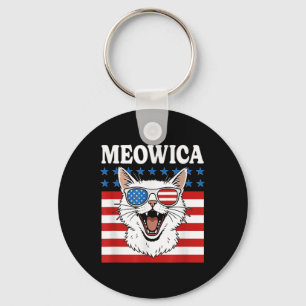 Funny Meowica Cat 4. Juli Unabhängigkeitstag Schlüsselanhänger