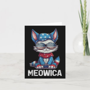 Funny Meowica Cat Patriotic Usa America Flag 4 O Karte