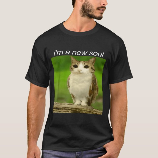 Funny Meowl Cat Owl Brainrot Cursed Internet Silly T-Shirt (Vorderseite)