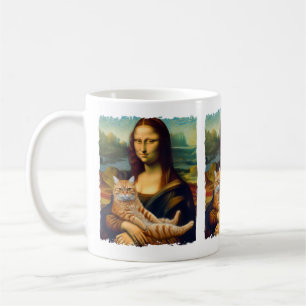 Funny Meowna Lisa Portrait Cat Lovers & Pet Eigent Kaffeetasse