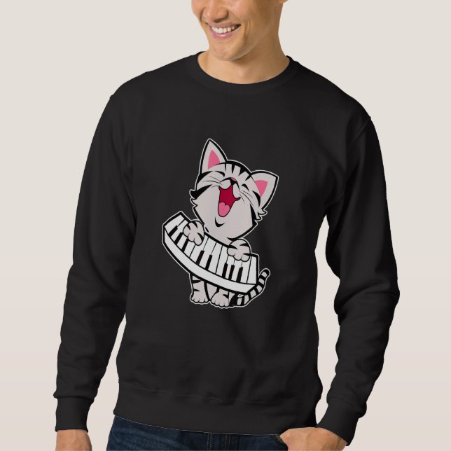 Funny Meowzart Cat Pun Classic Music Piano Keybo Sweatshirt (Vorderseite)
