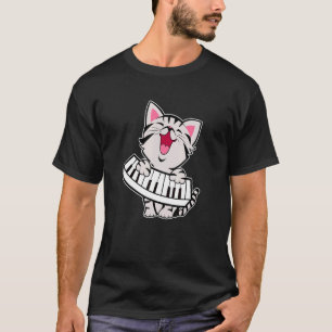 Funny Meowzart Cat Pun Classic Music Piano Keybo T-Shirt