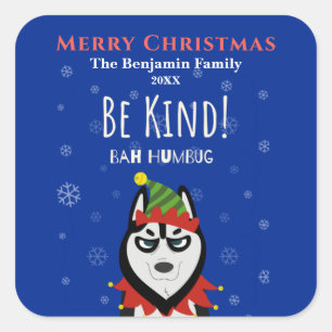 Funny MerChristmas Bah Humbug Holiday Quadratischer Aufkleber