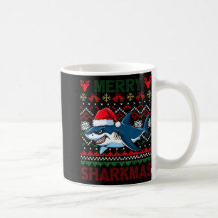 Funny Merguly Ugly Christmas Shark Weihnachtsmannm Kaffeetasse