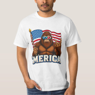 Funny Merica Bigfoot T-Shirt, Patriotic Sasquatch  T-Shirt