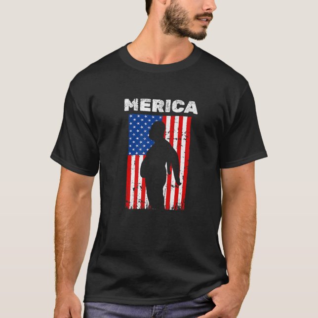 Funny Merica Daddy Body mit US Flag 4. Juli T-Shirt (Vorderseite)