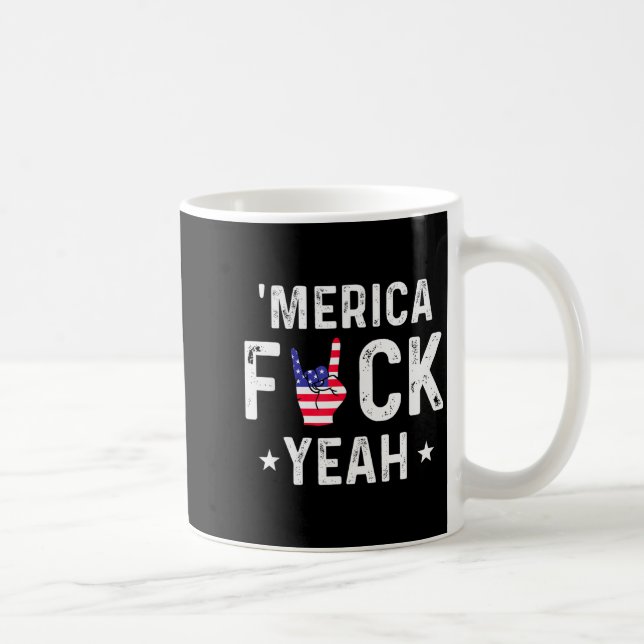 Funny Merica For Yeah 4th Of July  Kaffeetasse (Rechts)