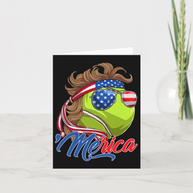 Funny Merica Tennis Ball und US Flag Sungles 4. Karte (Vorderseite)