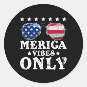 Funny Merica Vibes Nur amerikanische Flag Sungles Runder Aufkleber
