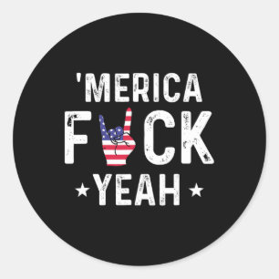 Funny Merica Yeah 4. Juli Runder Aufkleber