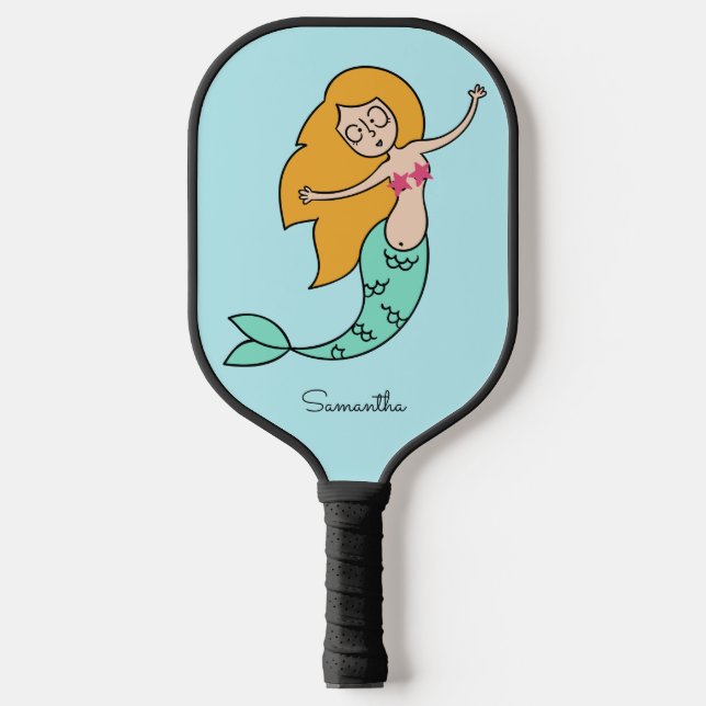 Funny Mermaid individuelle Name & color Pickleball Schläger (Vorderseite)