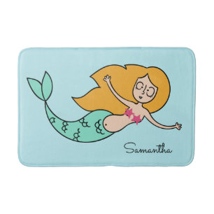 Funny Mermaid individuelle Name & Farb-Badematten Badematte