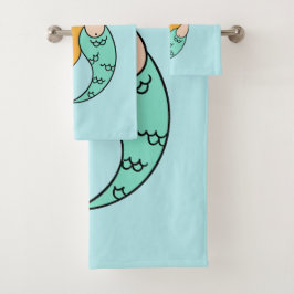 Funny Mermaid individuelle Name & Farb-Handtuch Se Badhandtuch Set