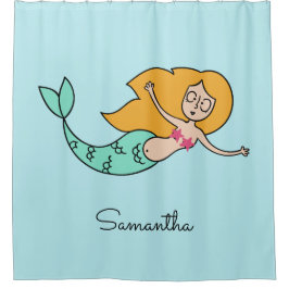 Funny Mermaid individuelle Name & Farbduschvorhang Duschvorhang