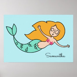 Funny Mermaid individuelle Name & Farbposter Poster