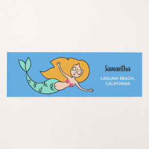 Funny Mermaid individuelle Name, Lage & Farbmatte Yogamatte
