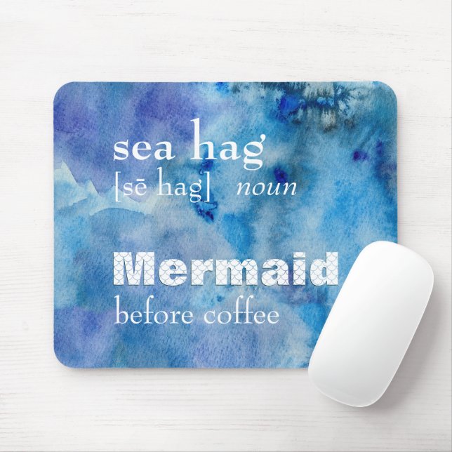 Funny Mermaid Kaffee Zitat Maus Pad ☕ 🧜 ‍ ♀️ Mousepad (Mit Mouse)