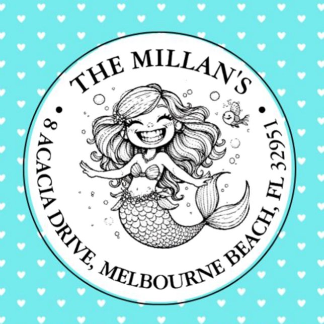 Funny Mermaid Pool Party Thema Permastempel (Add a splash of joy to your celebrations with our funny mermaid party theme self-inking stamp)