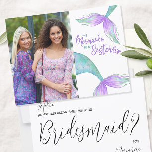 Funny Mermaid Sisters Bridesmaid Foto Vorschlag Postkarte