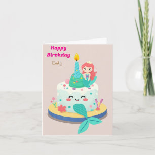 FUNNY MERMAID THEMED KINDERGEBURTSTAG CAKE KARTE