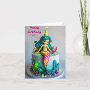 FUNNY MERMAID THEMED KINDERGEBURTSTAG CAKE KARTE