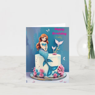 FUNNY MERMAID THEMED KINDERGEBURTSTAG CAKE KARTE