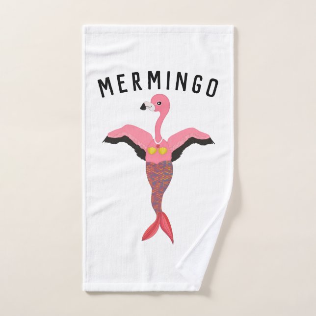 Funny Mermingo: Flamingo-Mermaid Handtuch (Handtuch)