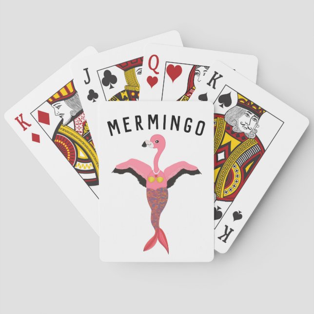Funny Mermingo Graphic: Flamingo-Mermaid Cards Spielkarten (Rückseite)