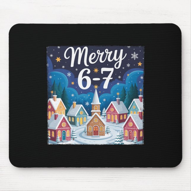 Funny Merry 6 7 Six Seven Meme Christmas Women Men Mousepad (Vorne)