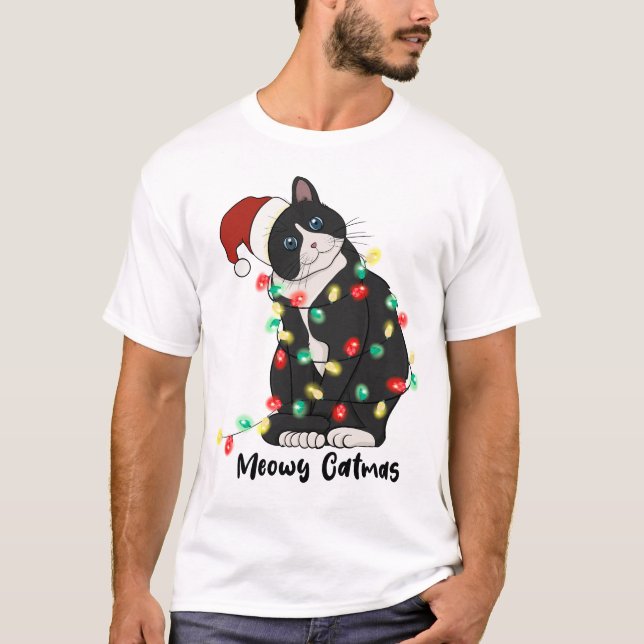 Funny Merry Catmas Cat T-Shirt (Vorderseite)