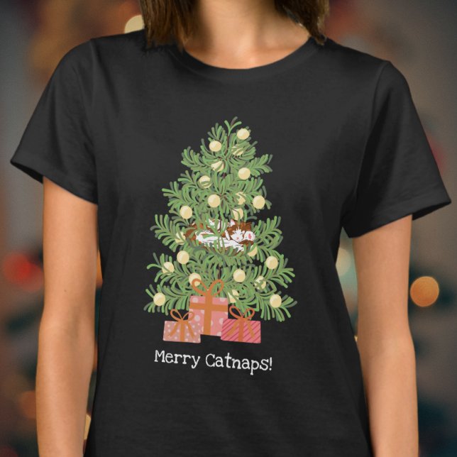 Funny Merry Catnaps! Cat Lover Holidays T-Shirt (Von Creator hochgeladen)
