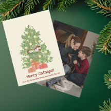 Funny Merry Catnaps! Katze auf Weihnachtsbaum