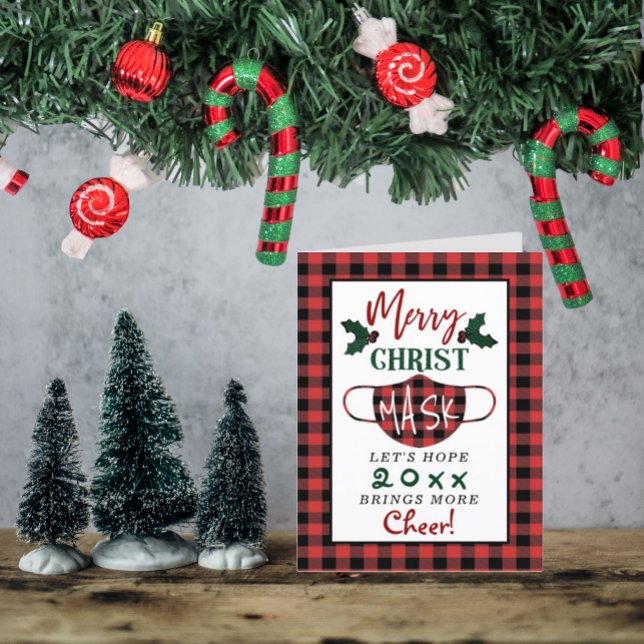 Funny "Merry Christ Mask" Moderne Feiertagskarte (Von Creator hochgeladen)