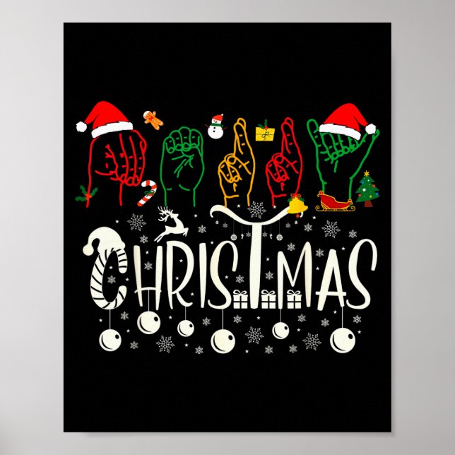 Funny Merry Christmas Asl Tee American Sign Langua Poster (Vorne)