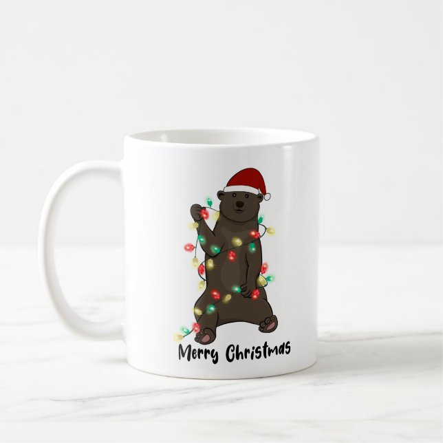 Funny Merry Christmas Bear Kaffeetasse (Links)