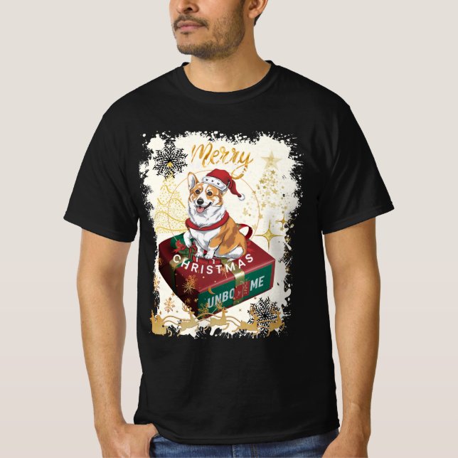 Funny Merry Christmas Cargi Unbox mir T-Shirt (Vorderseite)